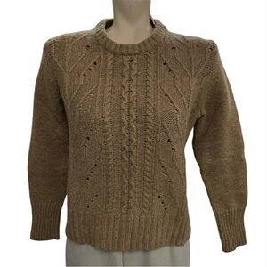 J. Crew Women's Tan Cable Knit Crewneck Sweater Size M